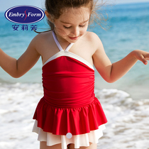 Anlifang cuhk girl ruffled skirt one-piece swimsuit girl hot spring swimsuit EK0930