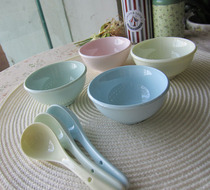 Clear Bunker Thrower Foreign Trade Export Ceramics Macaron Color Ensemble Pure color Stained Bowl 3 8-inch 4 only special price