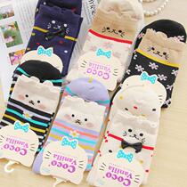 Special price Lovely Korean cartoon full cotton basket socks Socks Cartoon Socks with Smiley Face Kitty Cotton Socks