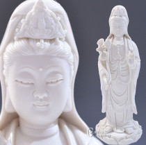 12 inch LiLian Western Three Saints To Bodhisattva Dehua White Porcelain Buddha Statue Guanyin Statue Buddhist Supplies Ceramics