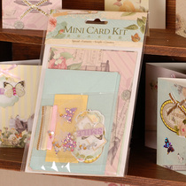 Euno pick up wind greeting card mini 6 Cards 6 creative cute handmade material bag DIY mini card set MC