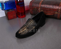 Three-dimensional pattern design European and American trend lazy shoes Korean version of daily hair stylist leisurely youth mens leather shoes