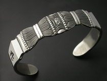 Tang Mifa Instrumental Real Words of Sanskrit Accessories Van Van Bracelet Solo Stock Pestle Son Pure Silver Bracelet Pure Silver Handmade