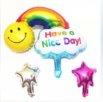 Rainbow Birthday Party Decorations Arranged Balloons Small Stars Small Rainbow Aluminum Foil Trim Ball