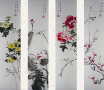 si tiao ping painting flower-and-bird painting in Association pure hand-painted pen-and-ink drawings that authentic living room calligraphy and painting works of celebrity calligraphy and painting