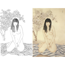 Meticulous painting white paper printed manuscript 66*100 with color picture Cui Jingzhe 181T