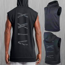 Spring and summer short sleeve hoodie fitness clothing basketball sports vest men quick-dry training sweater running fitness sleeveless hooded