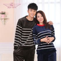 CY autumn and winter couple pajamas coral velvet women padded flannel pajamas mens round neck long sleeve home clothing womens suit
