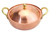 Flat-bottom pure copper pot Scorpion pot Double-ear flat-bottom copper hot pot pot stew pot Brass hot pot copper wok with lid