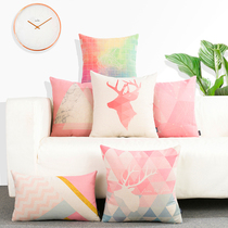 Pink Ins holding pillow Nordic minimalist cushions leaning on pillows Geometric Bedside Backrest Cotton Linen Cloth Art sofa Pillow Cover