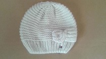 Rice White with silver silk silk baby hat