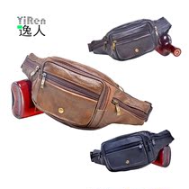 Genuine Leather Mens Bag Fashion Purse Head Layer Bull Leather Bag Casual Skew Satchel Chest Bag Han Edition Sports Silver Multifunction Bag