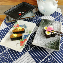 Retro ceramic tableware bump point stone pattern long square plate barbecue meat skewers dish snack tempura fish plate