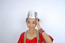  Yunnan ethnic minority Wa womens hat dance performance headdress Gourd silk stage headdress performance props