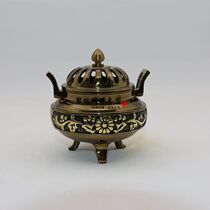 Taiwan Pure Copper Sandalwood Stove Pan Incense Stove Imitation Ancient Indoor Smoked Incense Stove Triple Flower Net Stove Lotus Aroma Stove Fragrant Toss