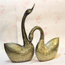 Pakistani handicrafts bronze bronze sculpture animal 20 inch couple pair goose wedding gift BT301