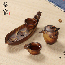 Wujia coarse pottery horse to success Car travel Kung Fu tea set Quick cup Chinese office household tea maker