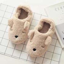 Autumn and winter cute cartoon bear soft bottom bag heel shoes floor cotton slippers home ladies indoor pregnant women moon shoes