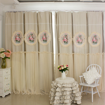 European-style luxury beige curtains shading floor-to-ceiling windows Bedroom living room screen curtains warm princess small fresh finished products customized