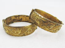Republic of China Seiko embossed gilt silver bracelet pair of flowers like brocade silver ornaments~38 grams (old silver jewelry monopoly reputation store)