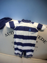 New childrens swimsuit boy boy boy baby striped sailing boat quick-drying anti-UV sun protection conjoined surf tide