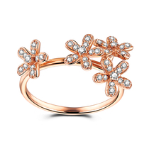 100 Herjewelry 18K Golden begging for marriage Wedding Diamond Ring Ring Luxury Group Inlaid Flower Bud to Ring Female