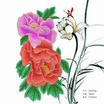 Incoming materials national style computer embroidery Peony embroidery plate and embroidery EMB source PNG non-physical