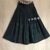 Cloud decoration Totem original design Womens skirt Old satin Dark flower Pleated skirt Wild skirt female skirt