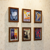 6-box childrens room card pass solid wood photo wall Photo wall Photo frame wall combination Original print core Send painting core