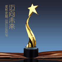 High-end five-pointed star trophy crystal trophy custom-made Creative Team large metal Trophy team lettering