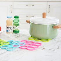 Creative candy color hollow circle ring heat insulation mat tea cup mat thick Silicone Placemat anti-scalding pot mat bowl mat plate mat