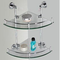 Export German all-copper double-layer shelf glass tripod bathroom toilet double-layer shelf corner hanger
