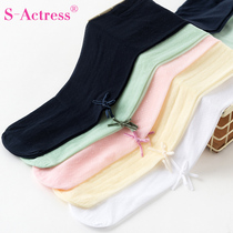 Girls Pantyhose 19 Summer Middle School Childrens Crystal Stockings Thin Bow Bottom Anti-mosquito Socks Dance Socks