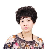 New real hair wig short hair middle-aged fashion mother fluffy short curly hair lady wig set