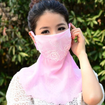 Cycling and driving super large dispensing rose lace neck mask spring and summer thin cool dust-proof and exhaust gas sunscreen mask