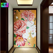 Meritocratic Peony Ice Jade Glass Mosaic Cut Jigsaw Puzzle Parquet Background Wall Mirror Living Room Genguan Restaurant Eurostyle