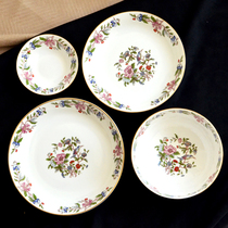 Bone china square plate export tableware flower and bird plate vegetable plate Ceramic rice plate soup plate Fruit plate set disc 8 inches