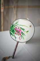 (Wedge series)Hand-embroidered double-sided embroidered group fan Su embroidery Jiangnan peach blossom palace fan Hanfu accessories