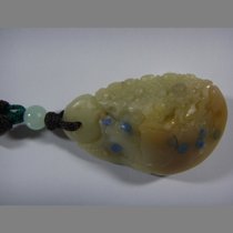 Leopard Blue Star Pendant Pendant Beautifully Green Fields Stone Sculptures Handcrafted to the treasure Divine Beast Jade and Jade Ware Round Through