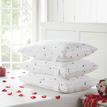 Cotton feather velvet pillow high and low soft pillow student single cotton elastic pillow bedding