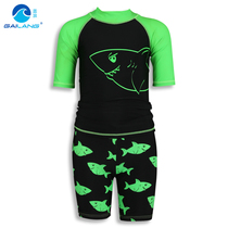 Gailang Xia new childrens 2-piece swimsuit boys fashion shark swimming trunks baby play flat corner shorts swimwear