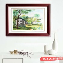 Ou embroidery boutique pastoral scenery interior decoration painting traditional folk art embroidery silk thread silk mural hanging painting