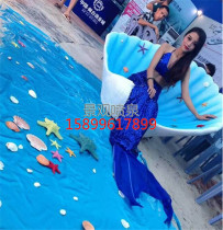 Hot sale spot blue shell chair sculpture photo studio wedding props underwater photography decoration window ocean ornaments