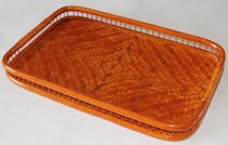 Changfang handle plate fruit tray tea tray handmade bamboo weaving tray bamboo delivery tray tea set storage tray snack plate