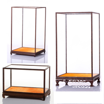 Glass cover Mahogany carved antique ornaments Dust cover Buddha Statue Qishi chicken wings wood glass display box can be customized
