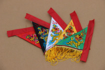 Religious Taoist supplies Tianlong embroidery five-color order flag Triangle double-sided dragon flag Five-camp flag Six-ding six-jia flag