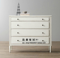 French retro style solid wood bedside table European and American style rural solid wood storage cabinet chest chest bedside table