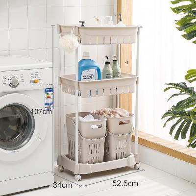 Waterproof clothes storage rack toilet shelving with floor bath Bathroom Plastic Shelf Toilet-in-place Multilayer