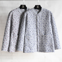 Pure cotton womens three-layer flower warm top middle-aged fat plus-thin quilted jacket padded thickened warm underwear