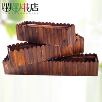 Anti-corrosion wood box solid wood flower pot rectangular balcony planting bonsai extra large planting box wooden flower trough bucket wooden box